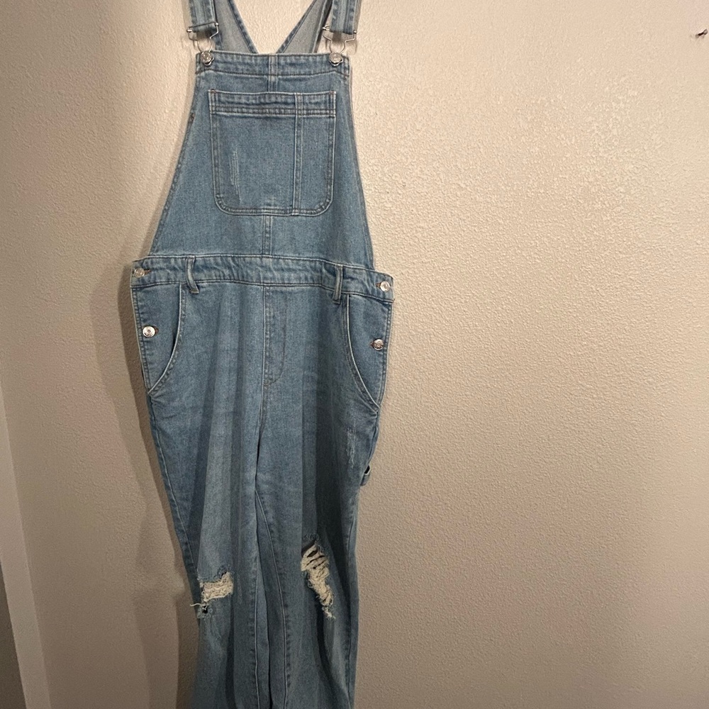 wild fable Light Blue Denim Overalls with Adjustable Straps